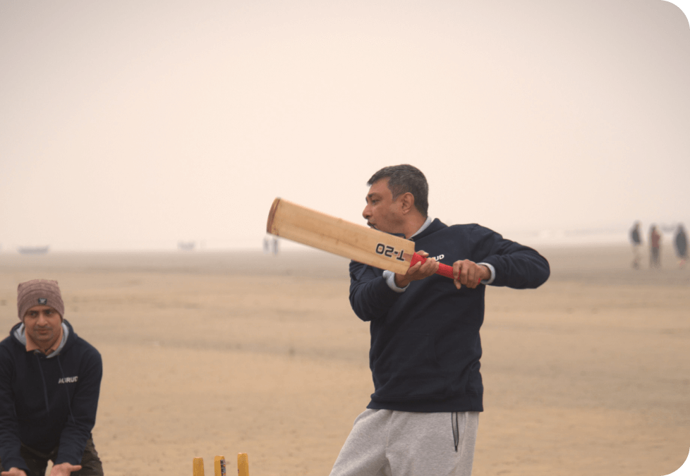 Agrud's CEO batting while playing cricket