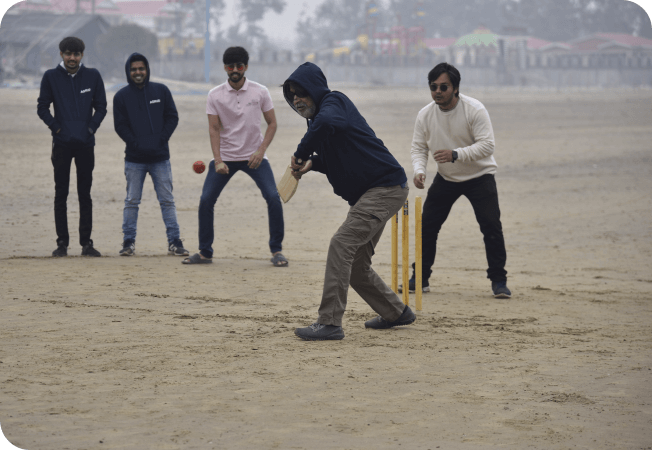 Agrud's Teammates playing cricket in Mandarmani